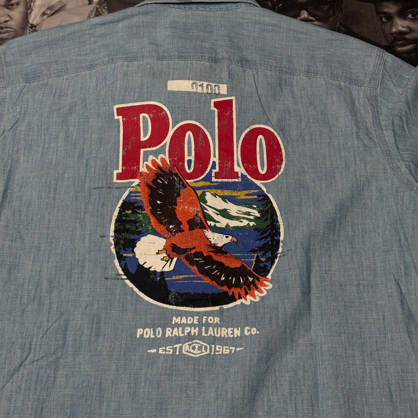 NWT Polo Ralph Lauren Men's Cotton Classic-Fit Chambray Graphic Workshirt
