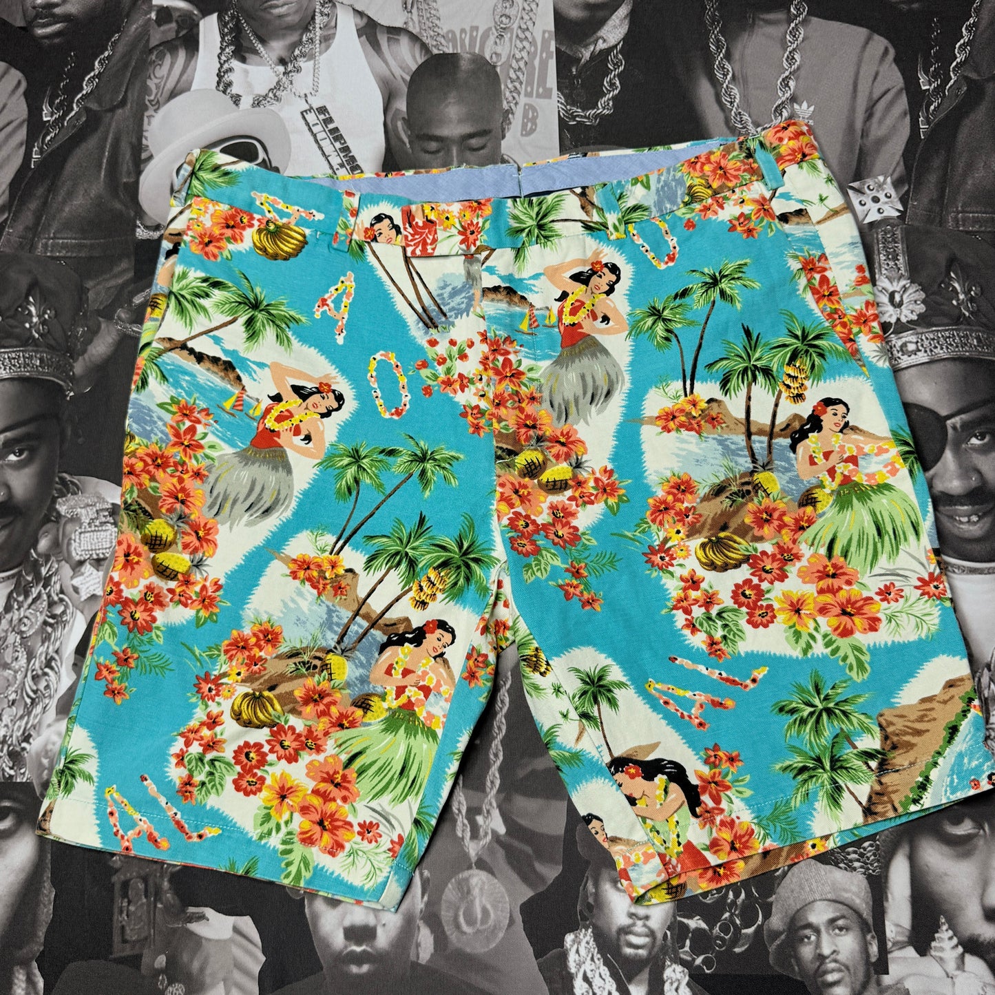 Polo Ralph Lauren Men's Hula Girl Hawaiian Linen Blend Shorts 36