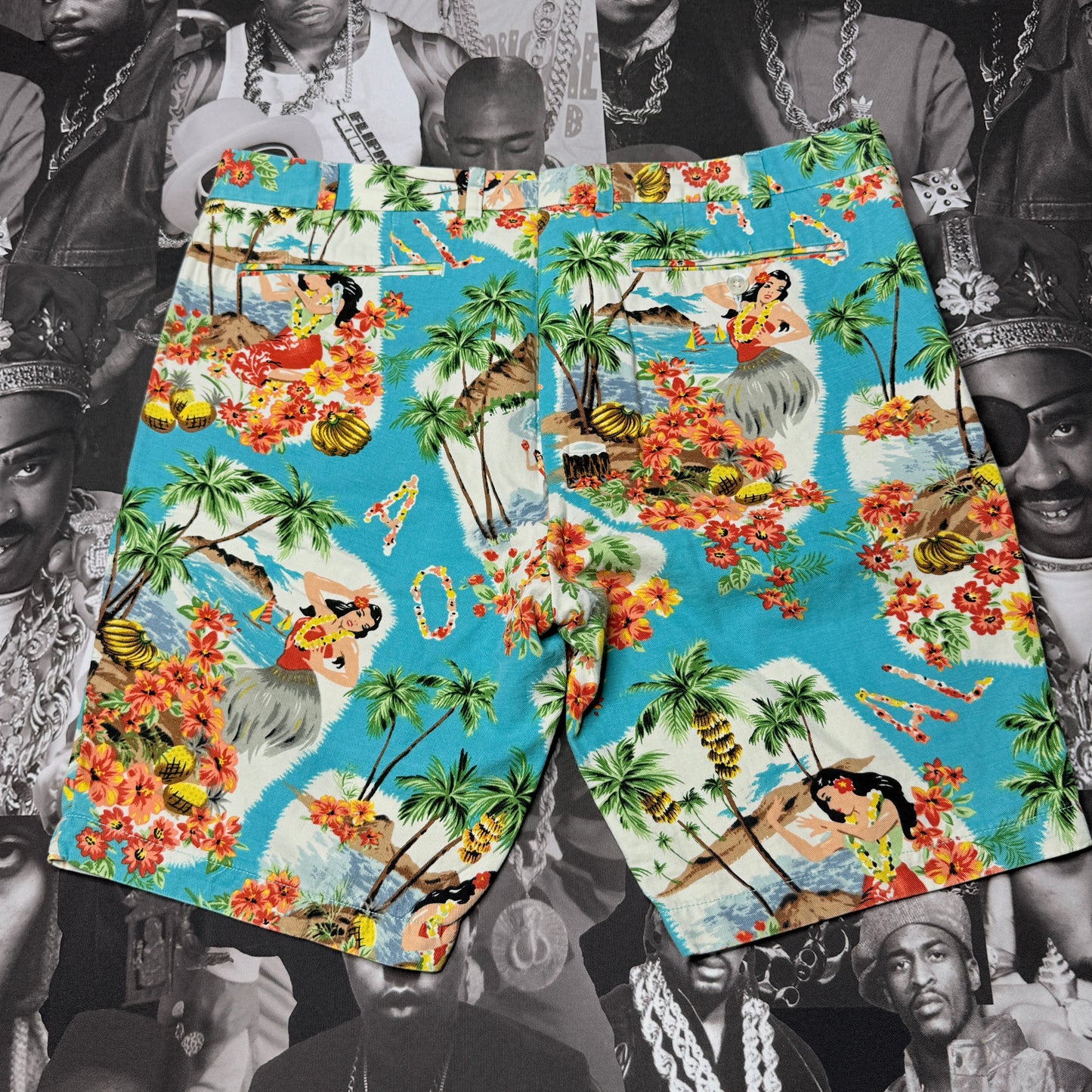 Polo Ralph Lauren Men's Hula Girl Hawaiian Linen Blend Shorts 36