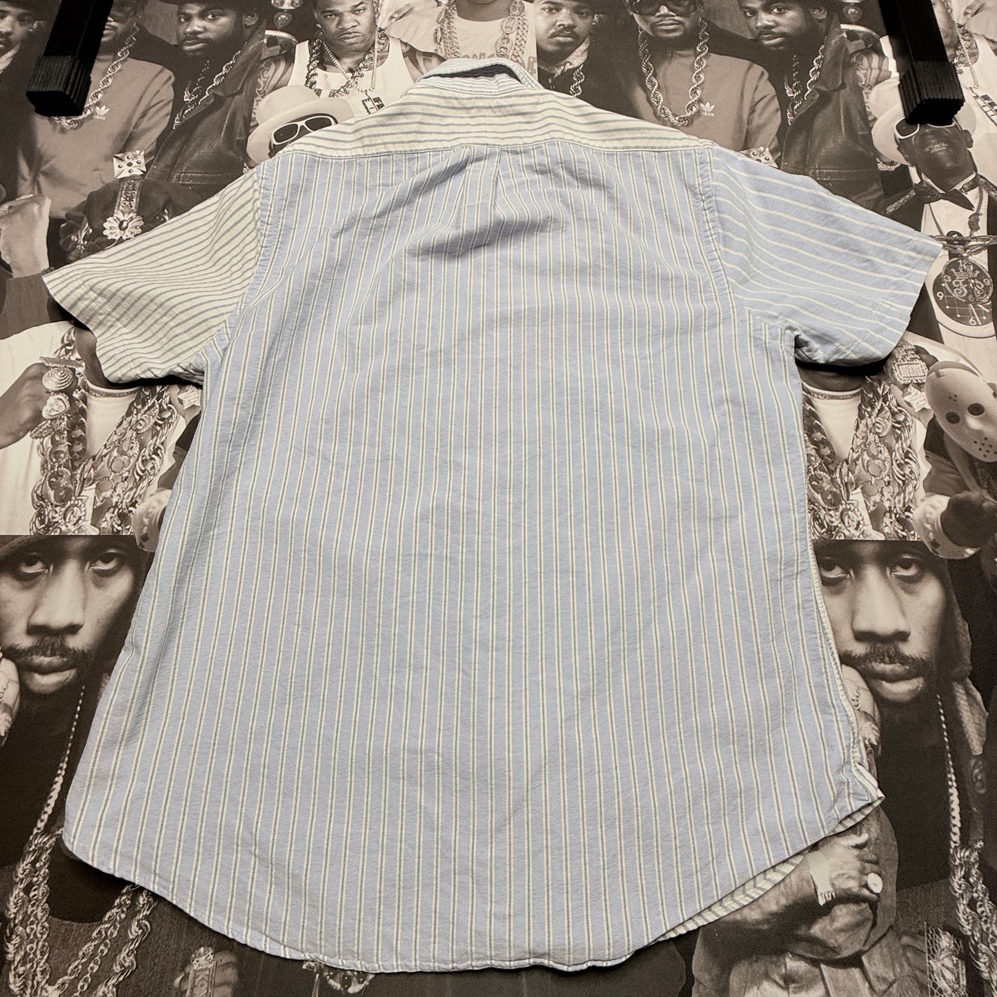 Polo Ralph Lauren RL Slim Fit Seersucker Blue Stripe Short Sleeve Shirt XL