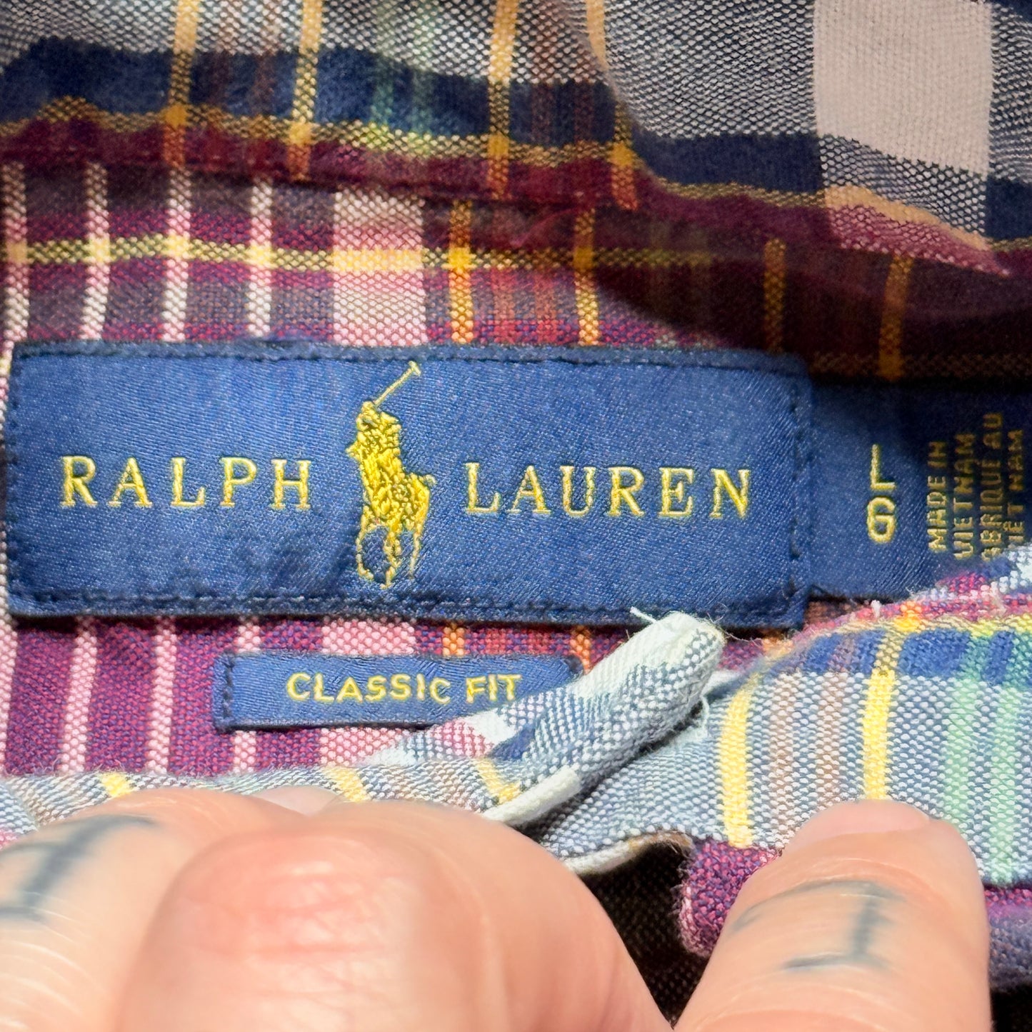 Polo Ralph Lauren Short Sleeve Madras Shirt Classic Fit SZ Large