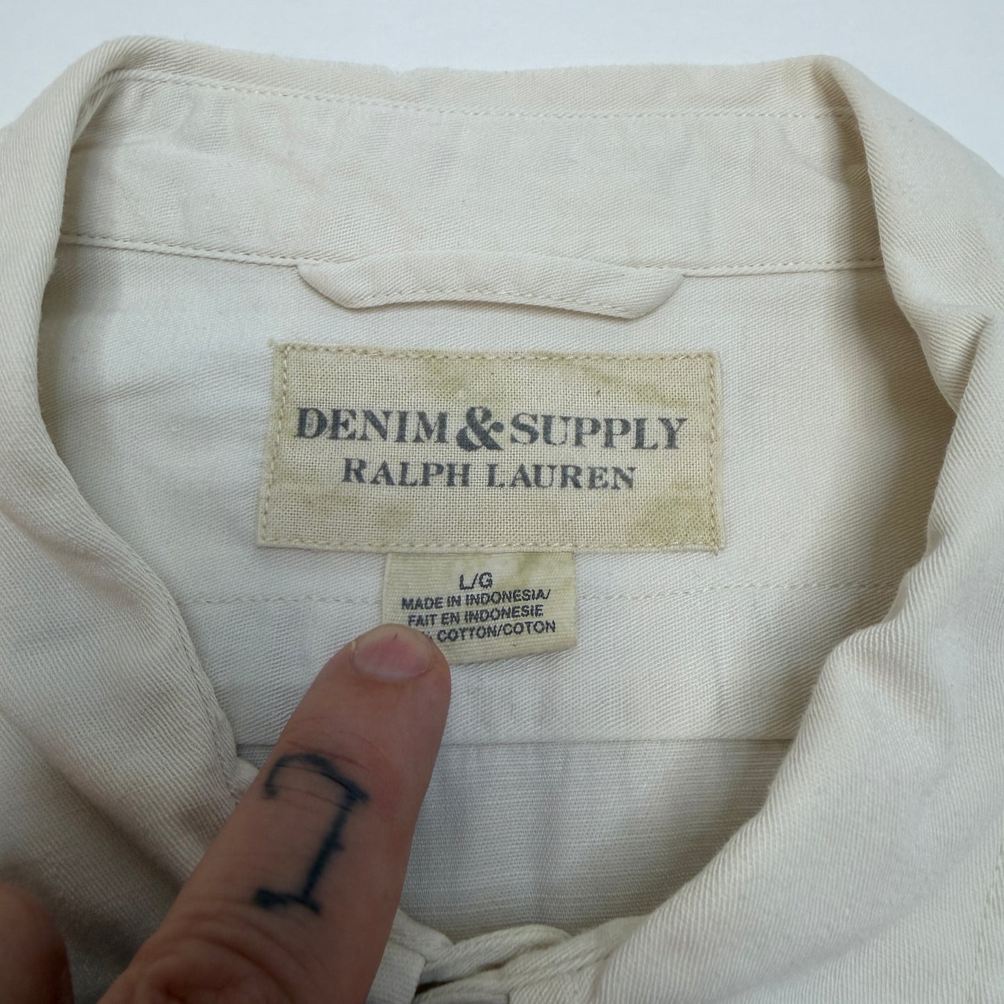 Polo Ralph Lauren Denim & Supply Long Sleeve Shirt White Size Large Used