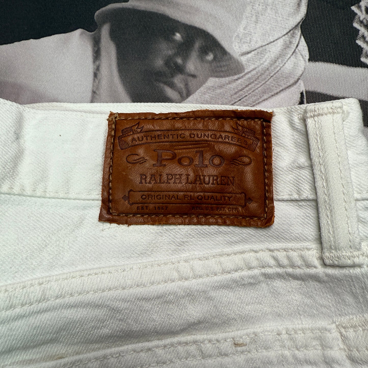 Ralph Lauren Sulivan Slim Off White Distressed Ripped Jeans sz 36x32