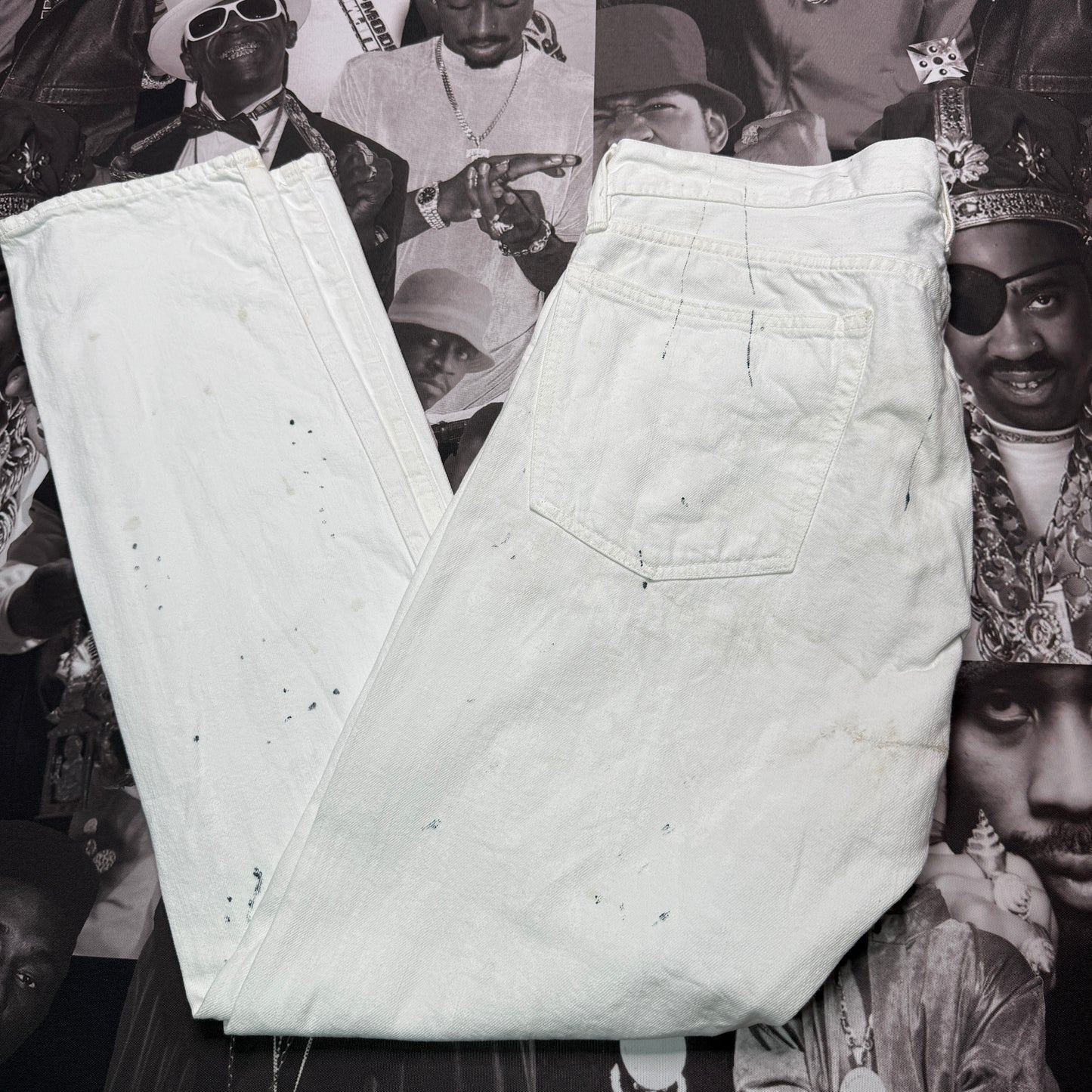 Ralph Lauren Sulivan Slim Off White Distressed Ripped Jeans sz 36x32