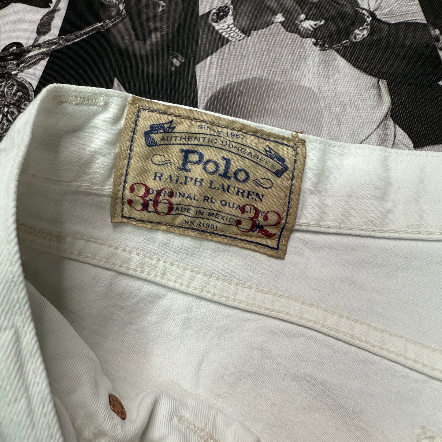 Ralph Lauren Sulivan Slim Off White Distressed Ripped Jeans sz 36x32