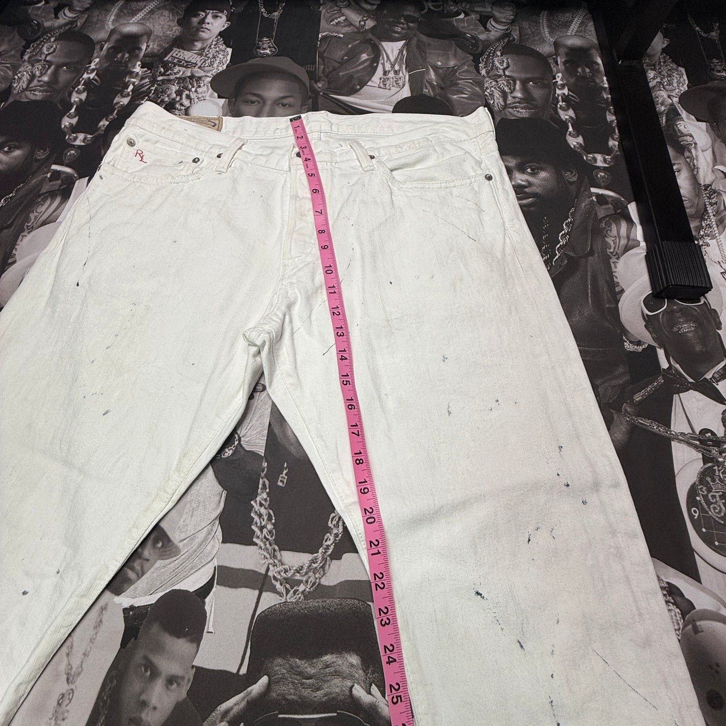 Ralph Lauren Sulivan Slim Off White Distressed Ripped Jeans sz 36x32