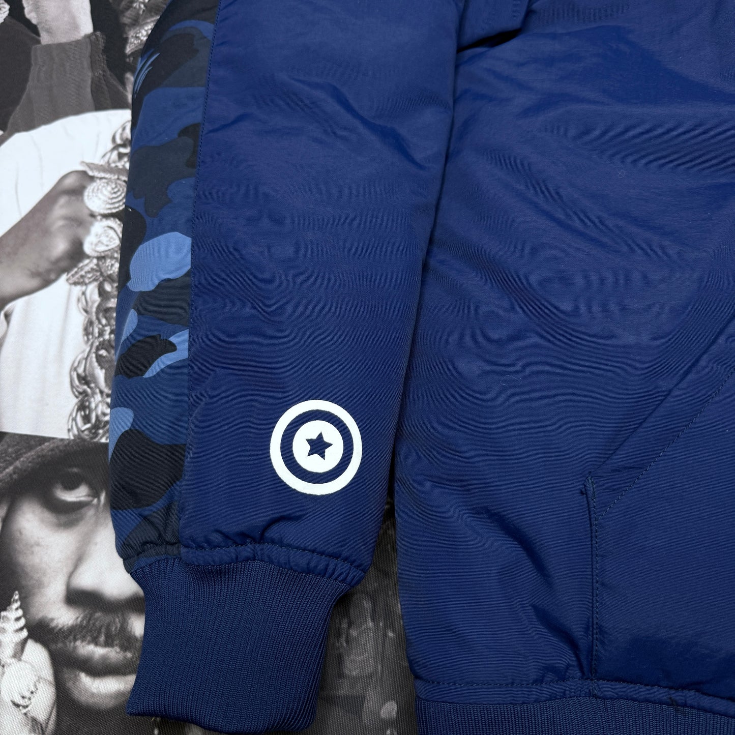 Rare Bape Shark Down Blue Camo A Bathing Ape Jacket 2XL