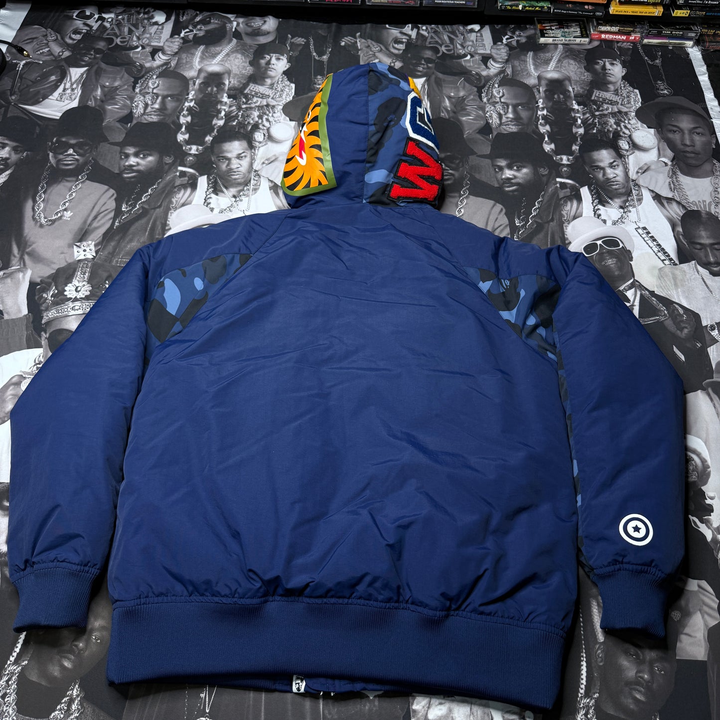 Rare Bape Shark Down Blue Camo A Bathing Ape Jacket 2XL