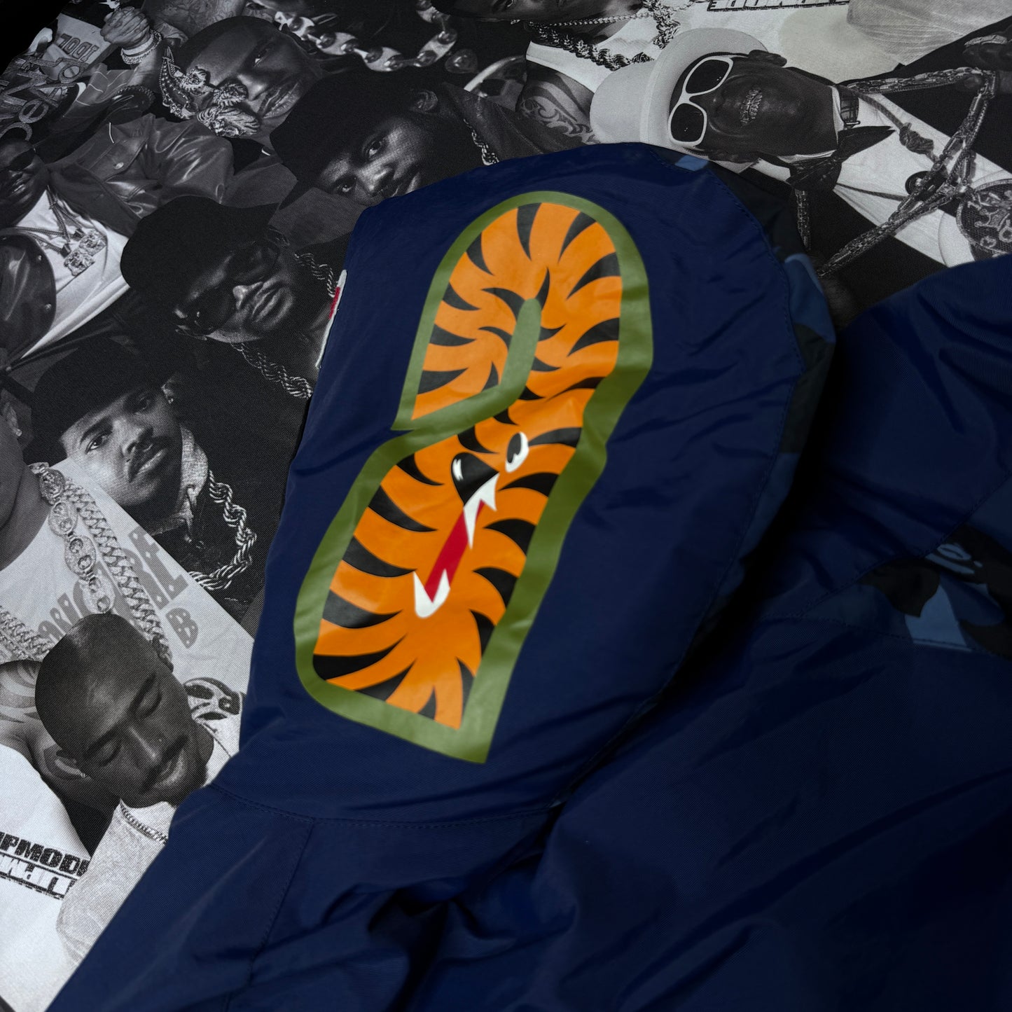 Rare Bape Shark Down Blue Camo A Bathing Ape Jacket 2XL