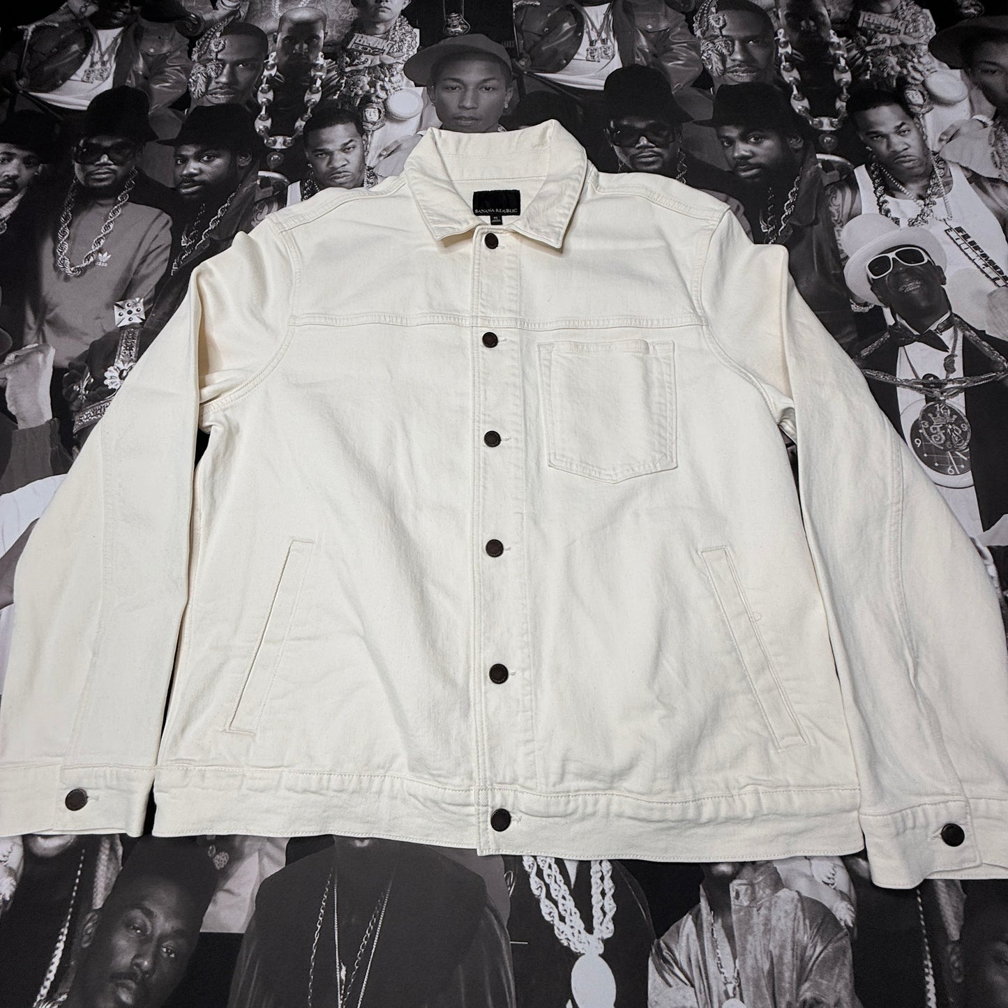Read***Banana Republic Men's Denim Trucker Jacket Sz X-Large Eggshell