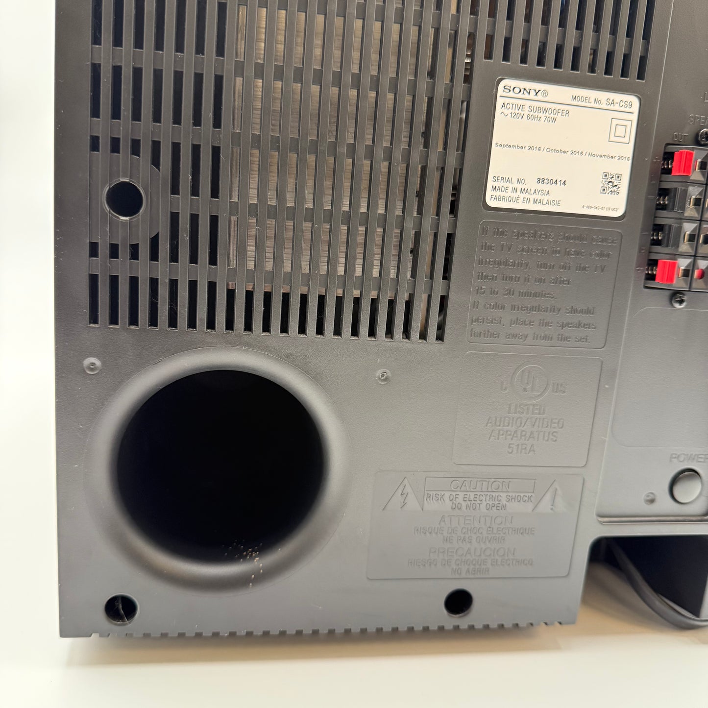 Sony SA-CS9 Black Speaker - Used, Fully Functional, Free Shipping