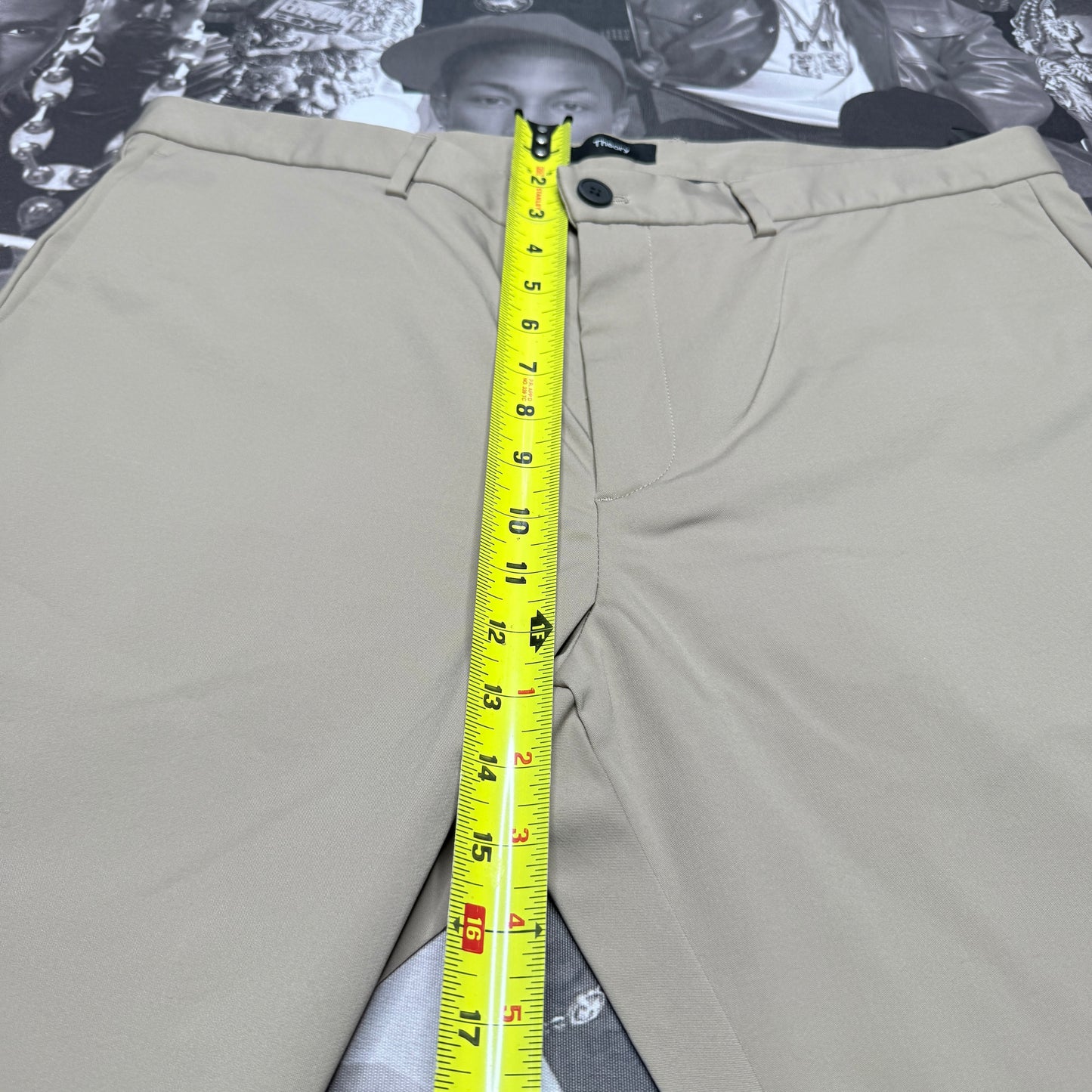 Theory Mens Hayden Rinsed Writer Stretch Cotton Pants Bark SZ 38