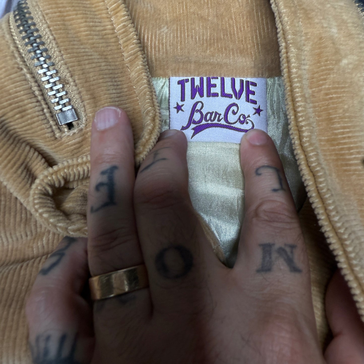 Twelve Bar Co Corduroy Military Jacket XXL Light Brown