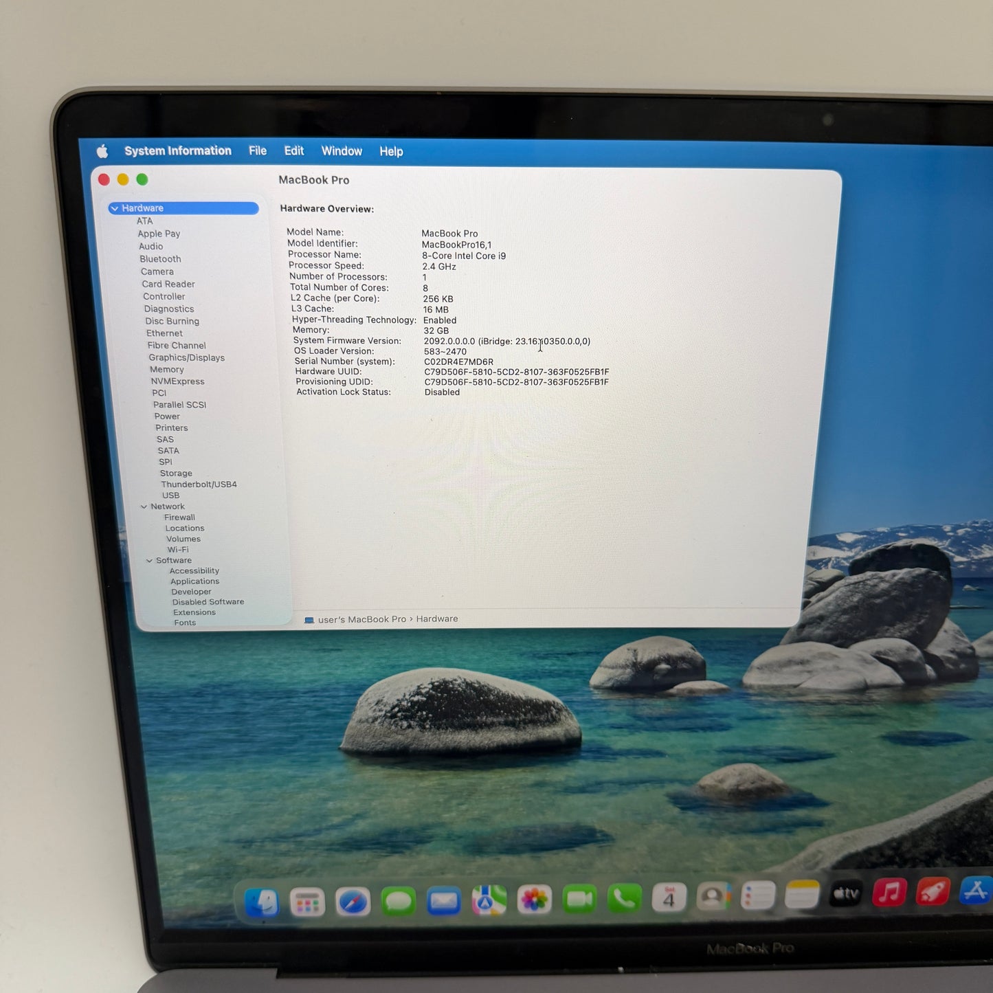 Used Apple MacBook Pro 16-inch 2019 Silver - Core i9, 32GB RAM, 512GB