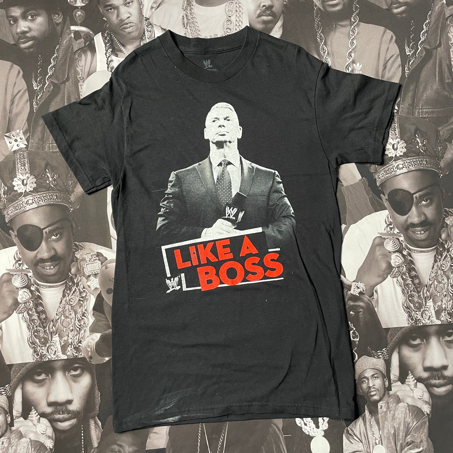 VINCE MCMAHON LIKE A BOSS WWE BLACK T-SHIRT