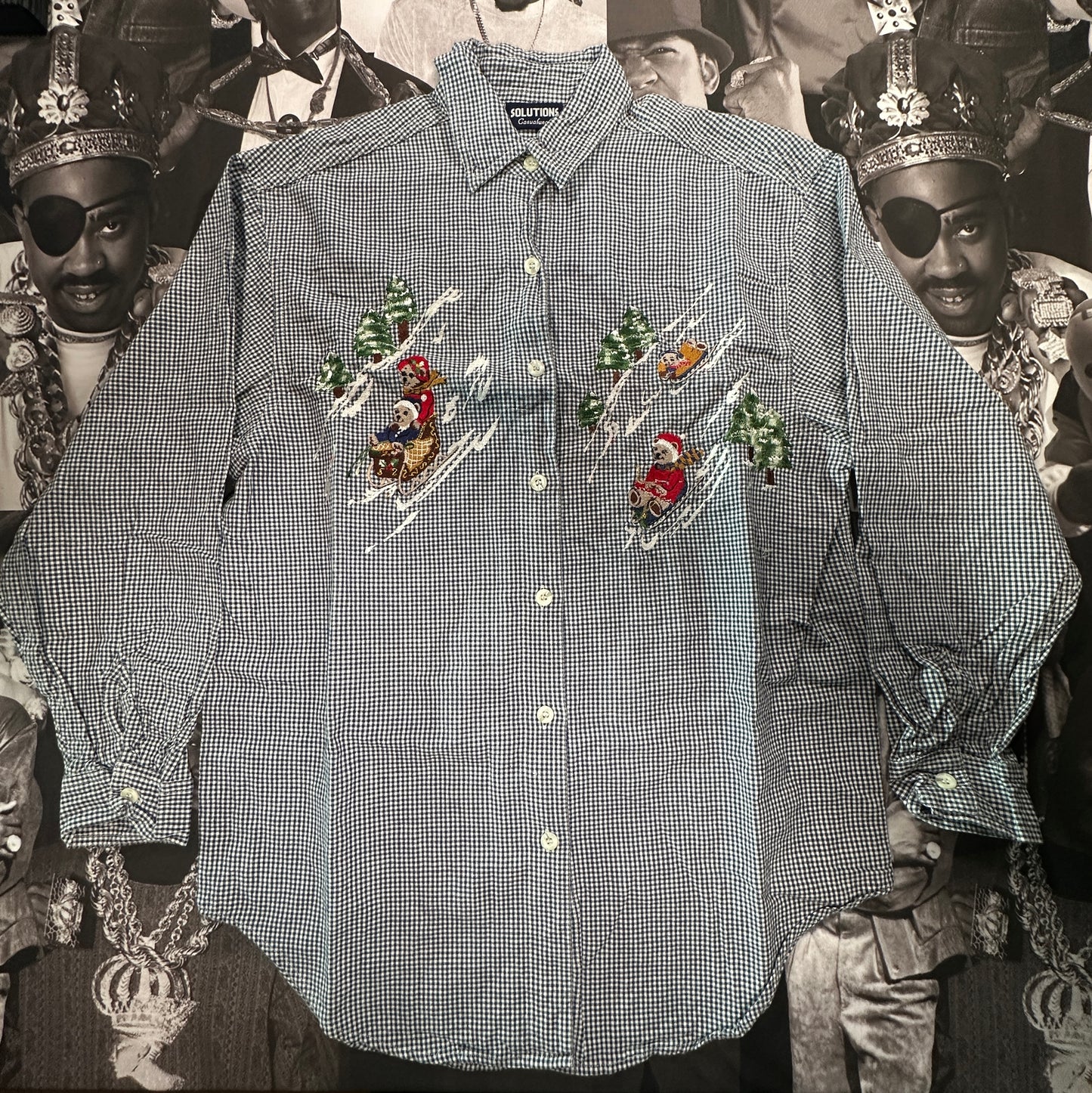 Vintage 80's Skiing Bears Blouse by Solutions Casualwear size Small
