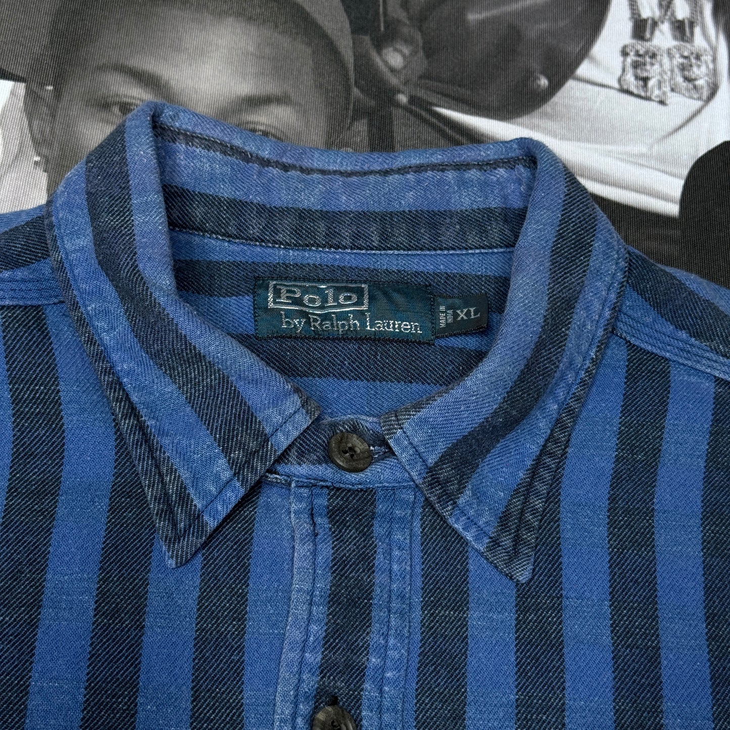 Vintage 90's Polo Ralph Lauren Double Pocket Striped Button Up Shirt XL