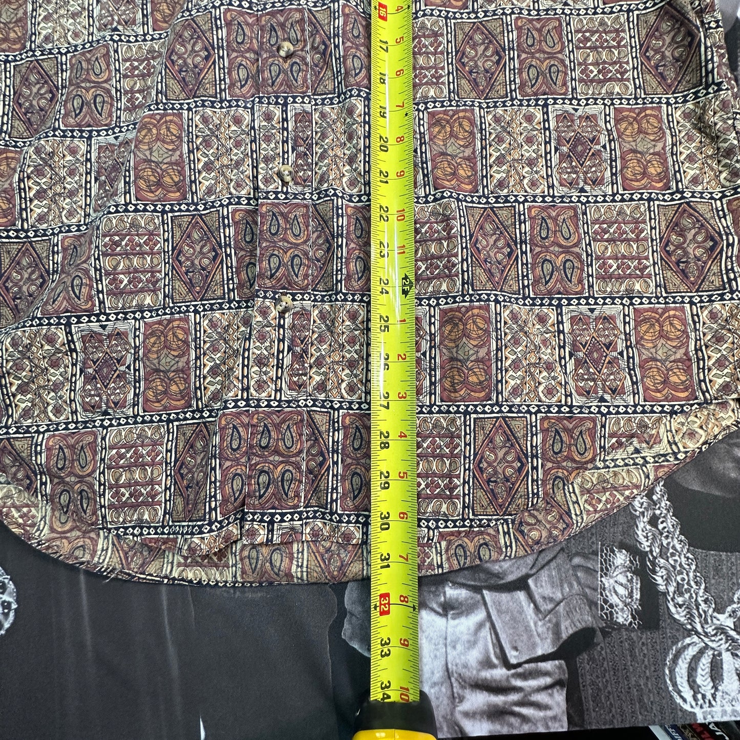 Vintage 90s Tommy Hilfiger All Over Print Half Sleeve Button Up Tee SZ L