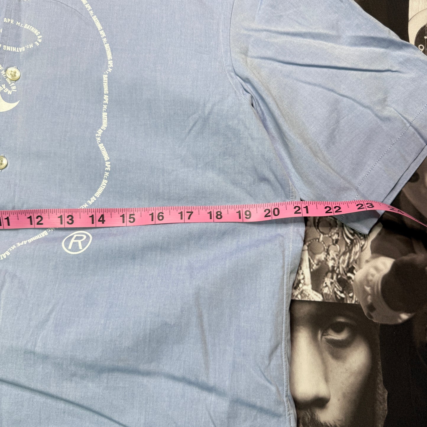 Vintage A Bathing Ape Mr Ape Short Sleeve OXFORD Button Down Shirt SZ L Bape