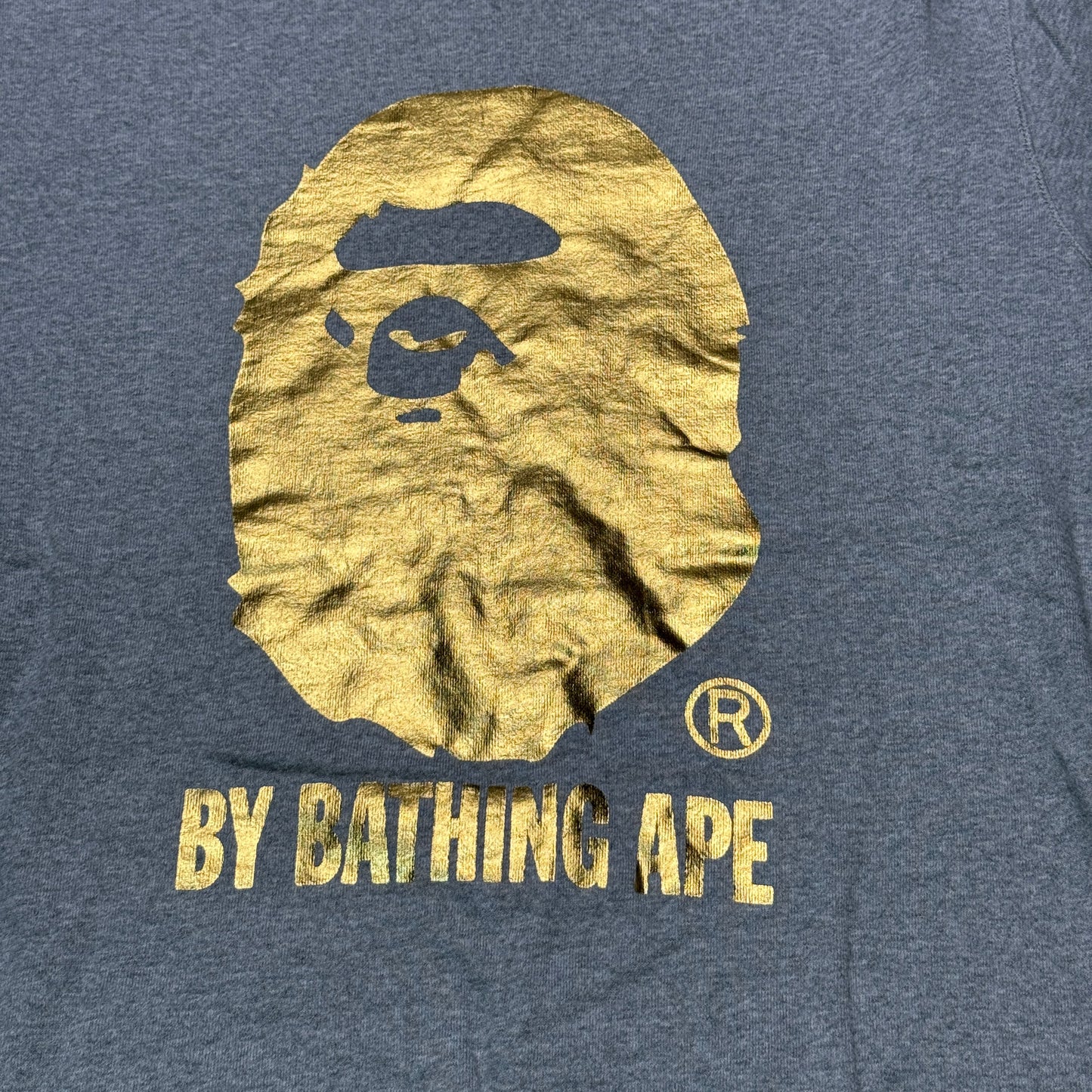 Vintage A Bathing Ape Gold Foil Crewneck Sweatshirt Heather Grey Size XL