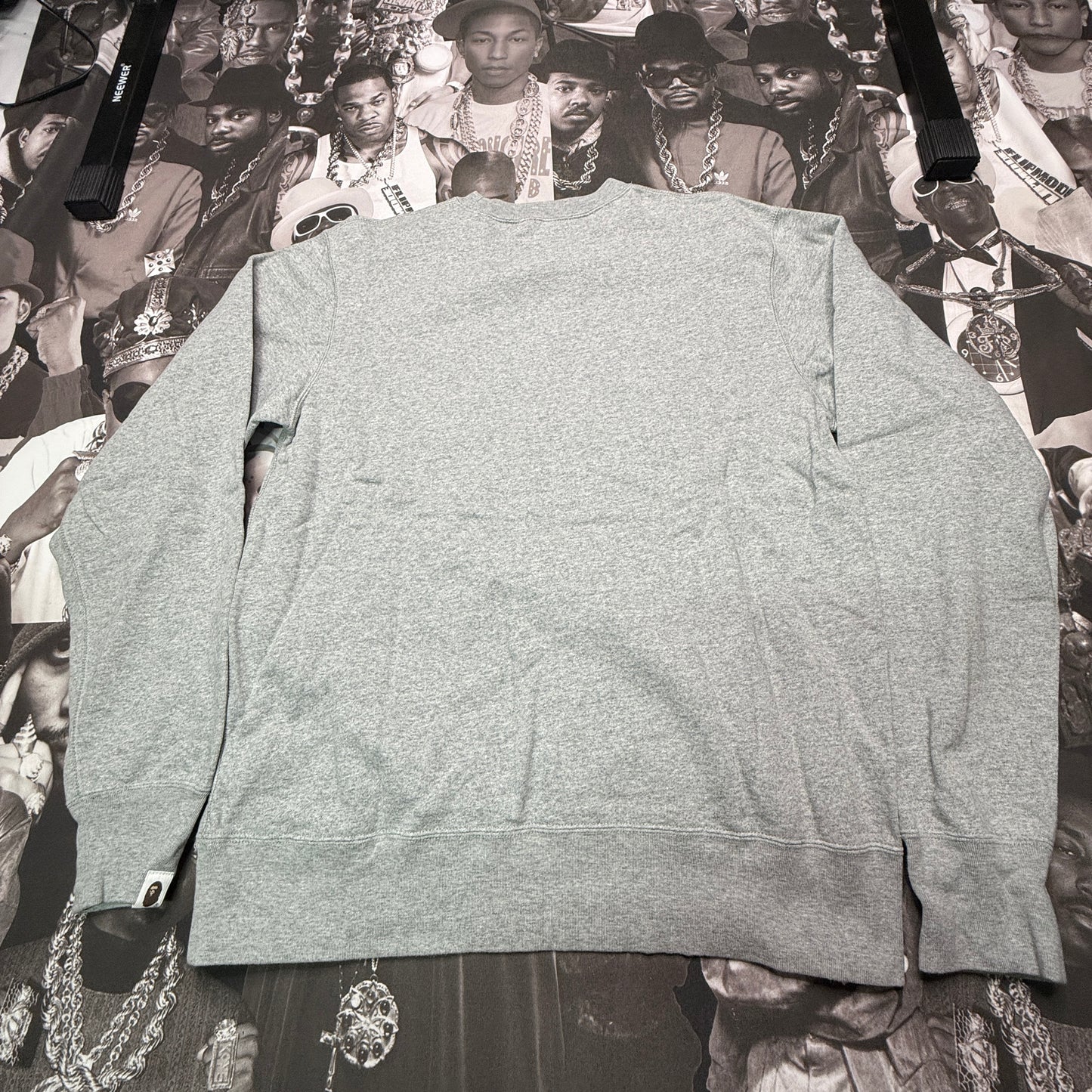 Vintage A Bathing Ape Gold Foil Crewneck Sweatshirt Heather Grey Size XL