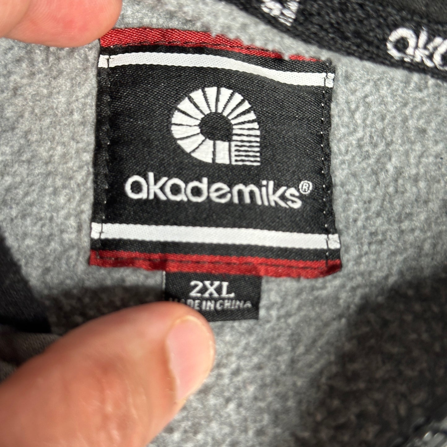 Vintage Akademiks Zip Up Hoodie Black and Grey size 2XL