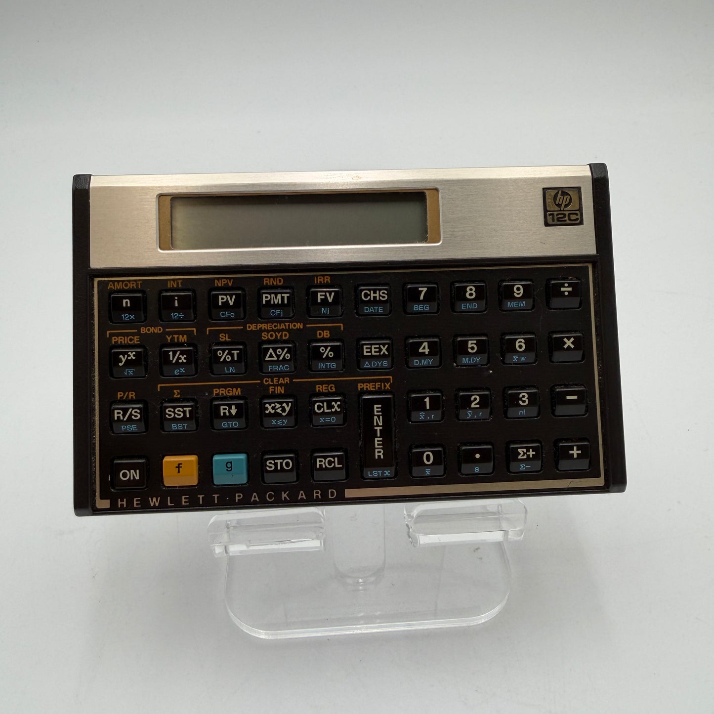 Vintage Hewlett Packard HP 12C Scientific Calculator with Case made in USA - Used - Brown
