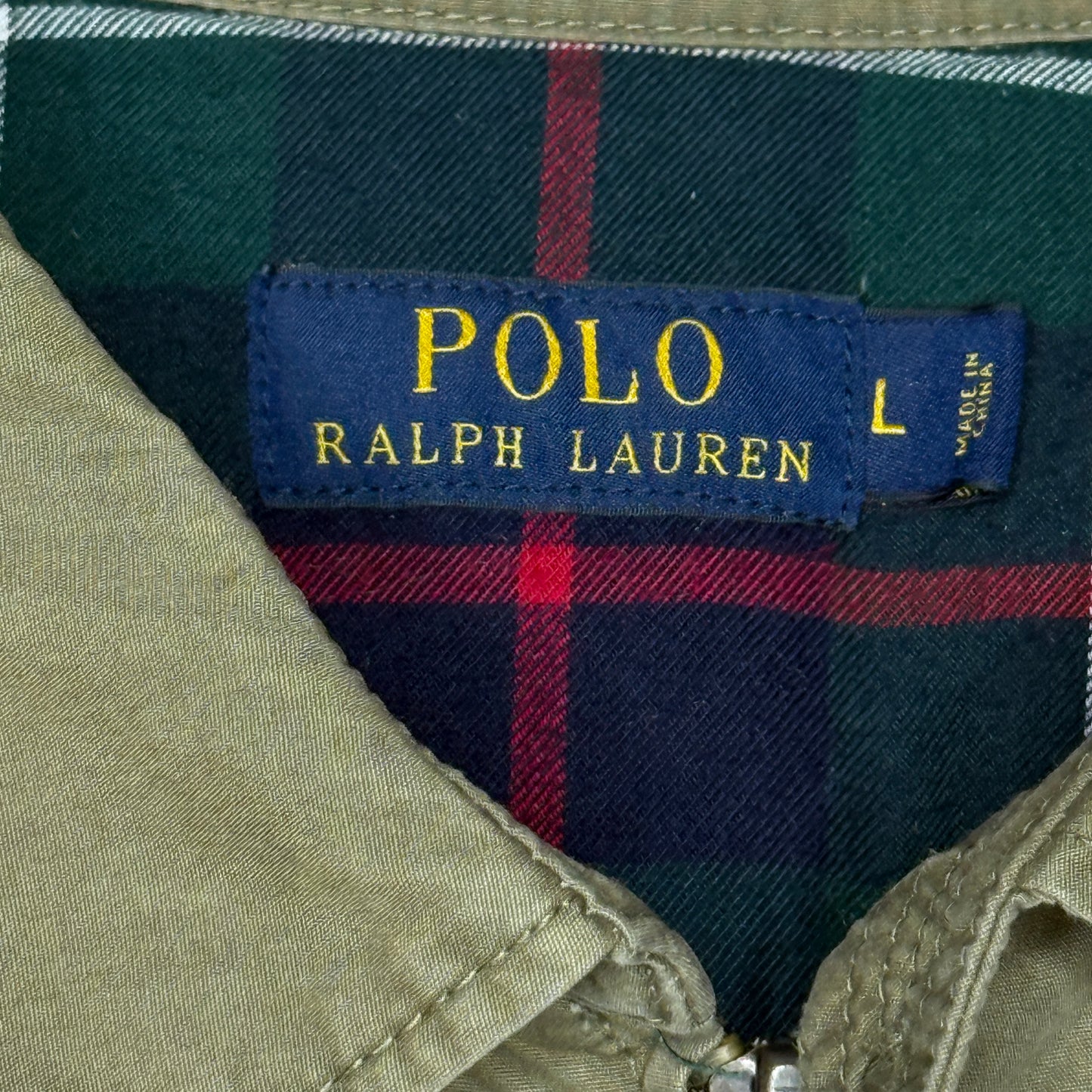 Polo Ralph Lauren Collared Harrington Jacket Bi Swing Olive Green Size Large