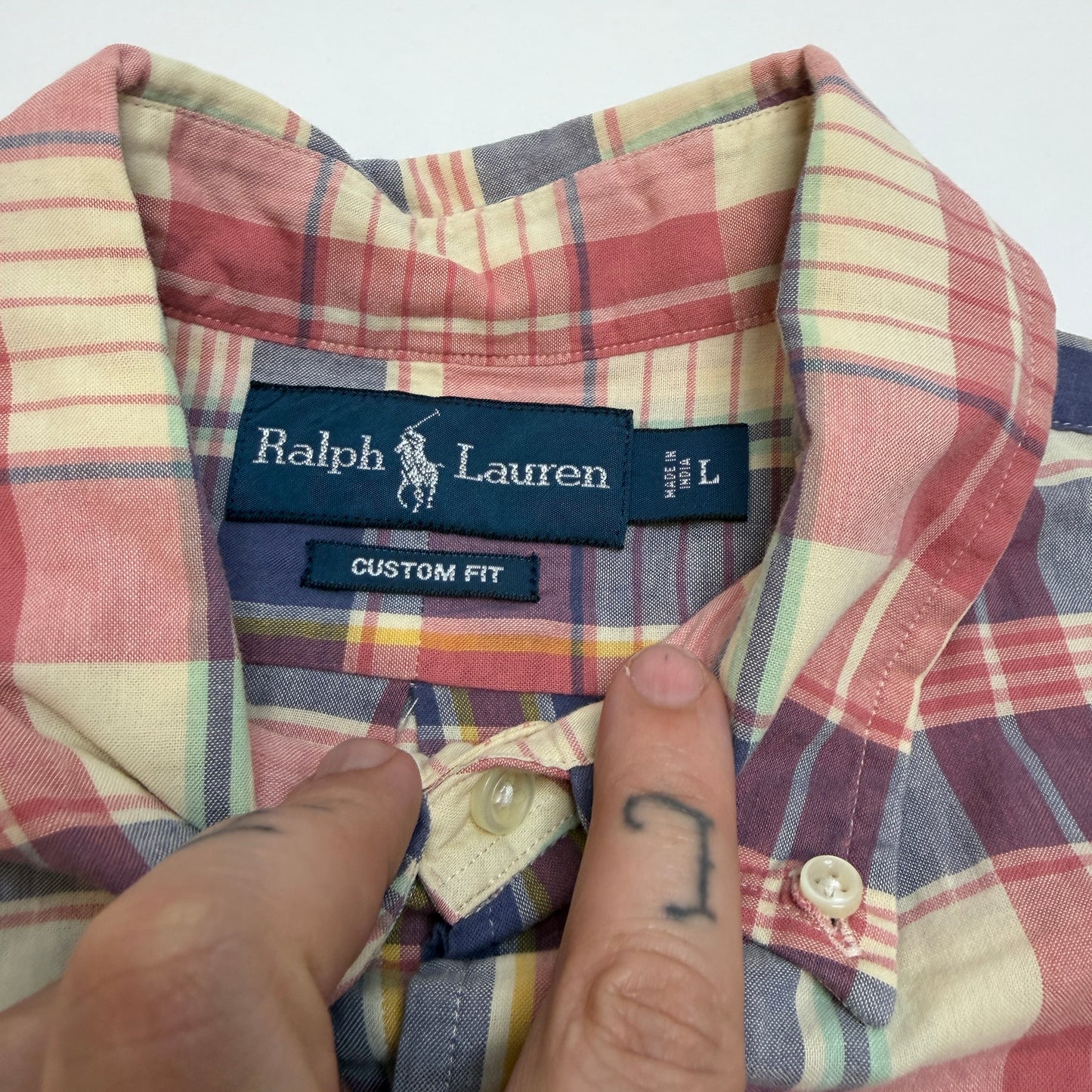 Vintage Polo Ralph Lauren Custom Fit Plaid Shirt Size L Blue