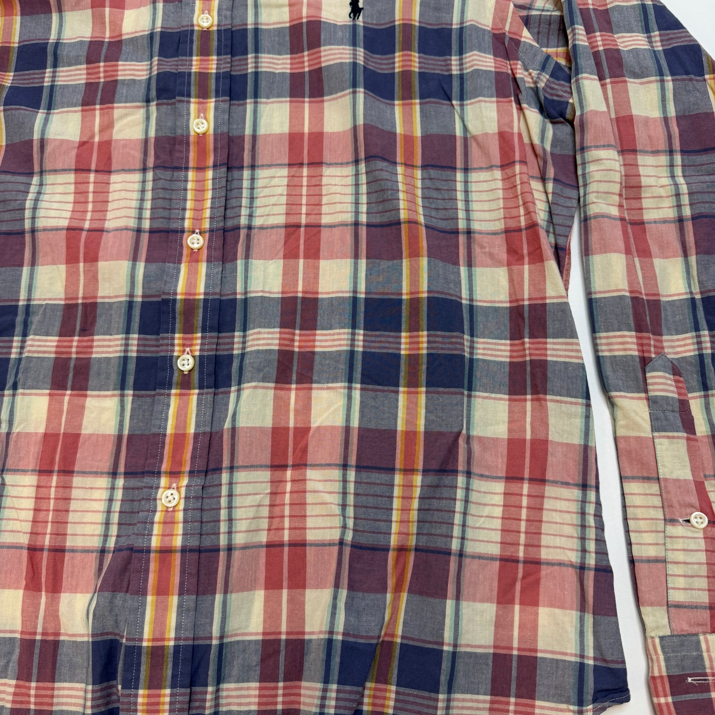 Vintage Polo Ralph Lauren Custom Fit Plaid Shirt Size L Blue