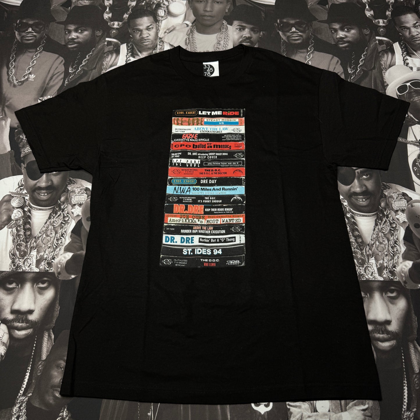 Vintage West Coast Hip Hop Cassette Tee Large Black by 33 45 78