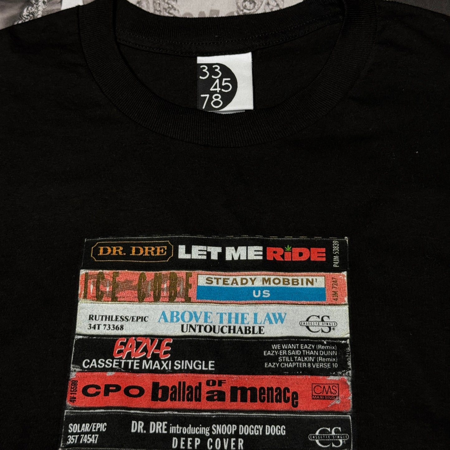 Vintage West Coast Hip Hop Cassette Tee Large Black by 33 45 78