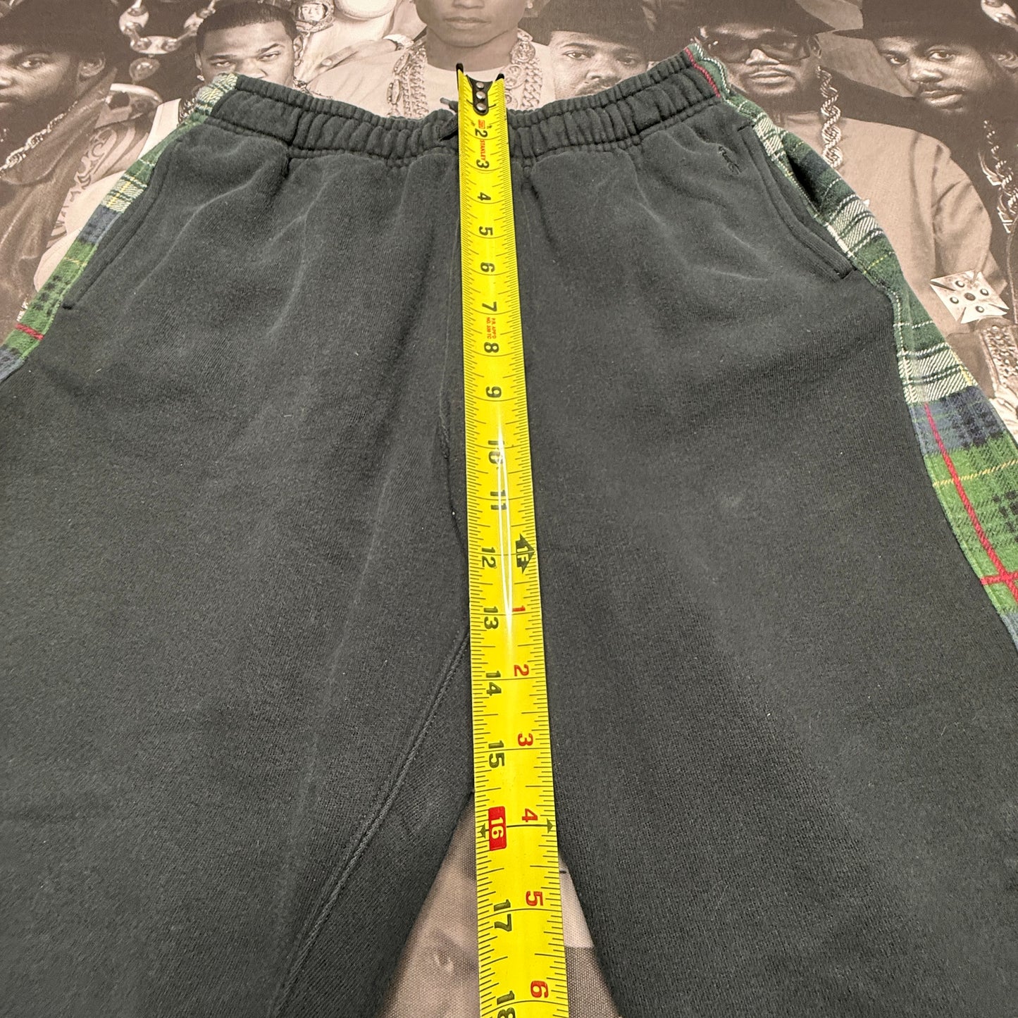 Women's Polo Ralph Lauren Tartan Plaid Fleece Sweatpants Black Size Medium