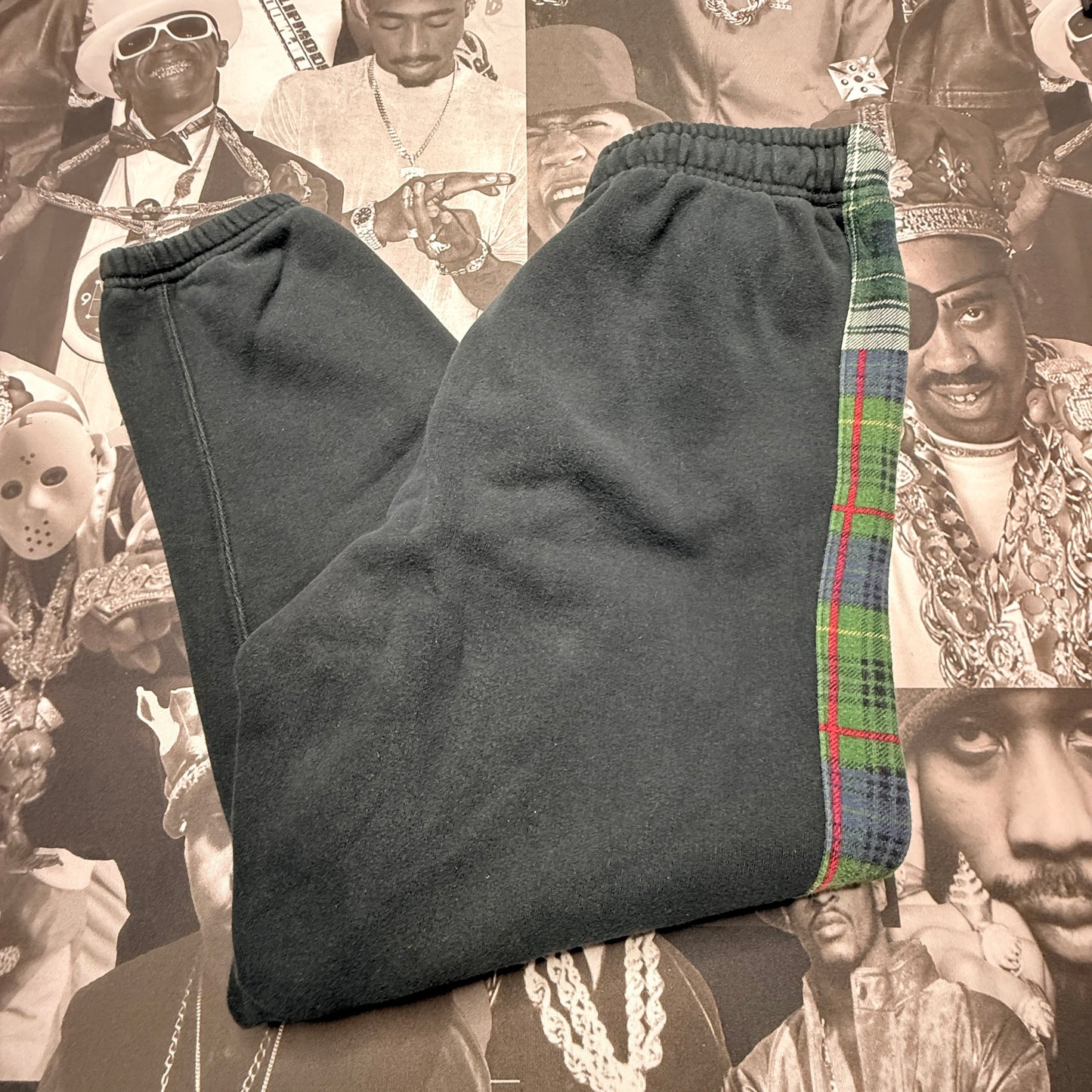 Women's Polo Ralph Lauren Tartan Plaid Fleece Sweatpants Black Size Medium