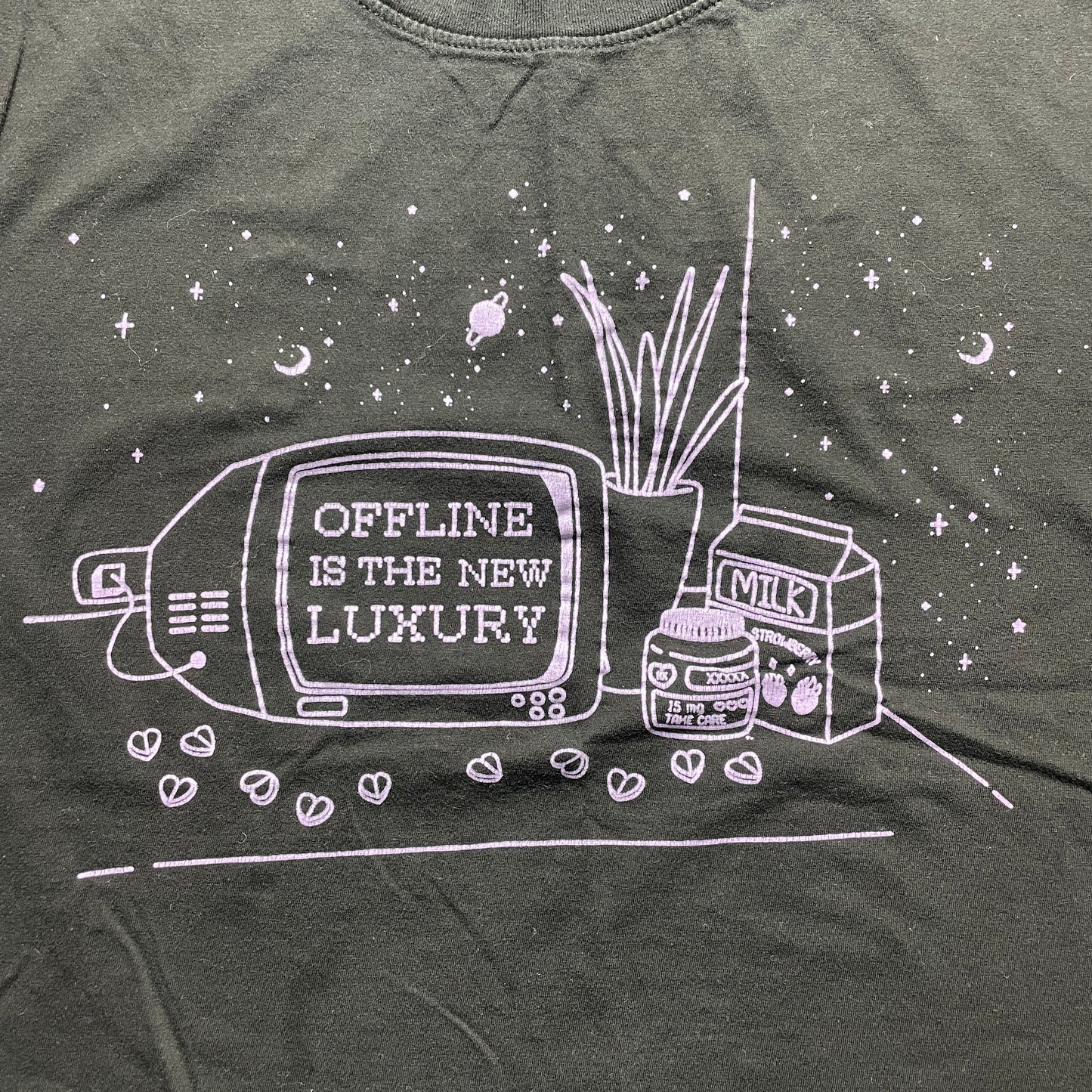 Womens Milk "Offline is the New Luxury" Tee SZ M Black