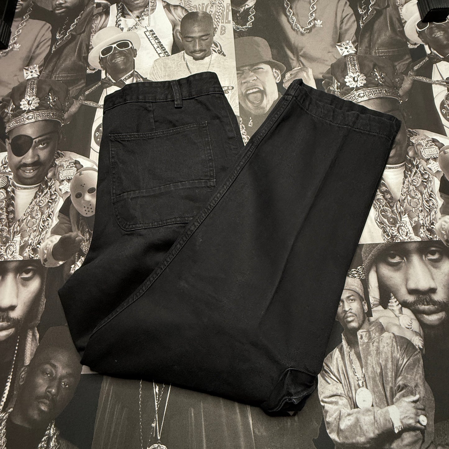 Zara Black Denim Cargo Pants SZ 36