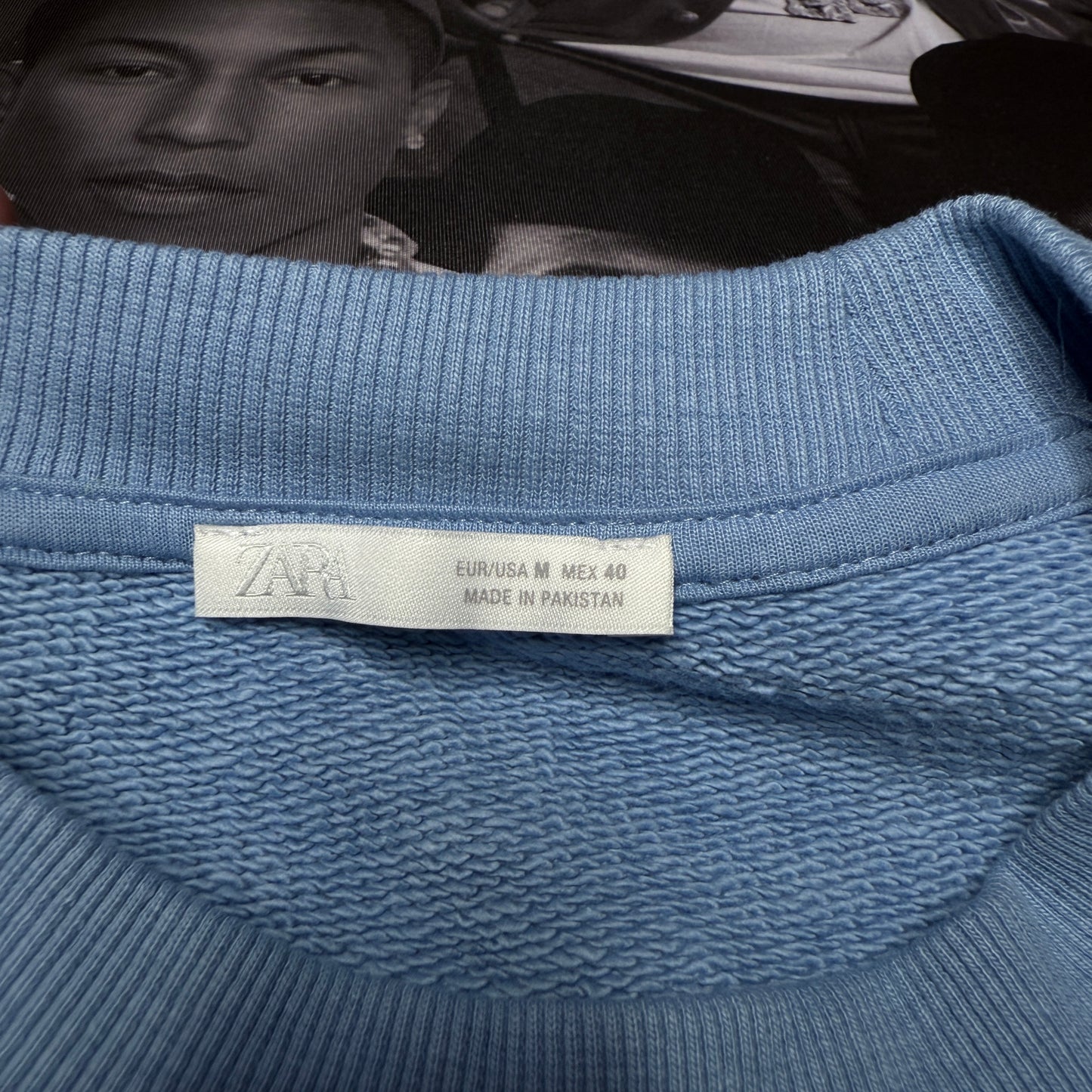 Zara Boxy Fit Crew Neck Sweatshirt Light Blue Medium