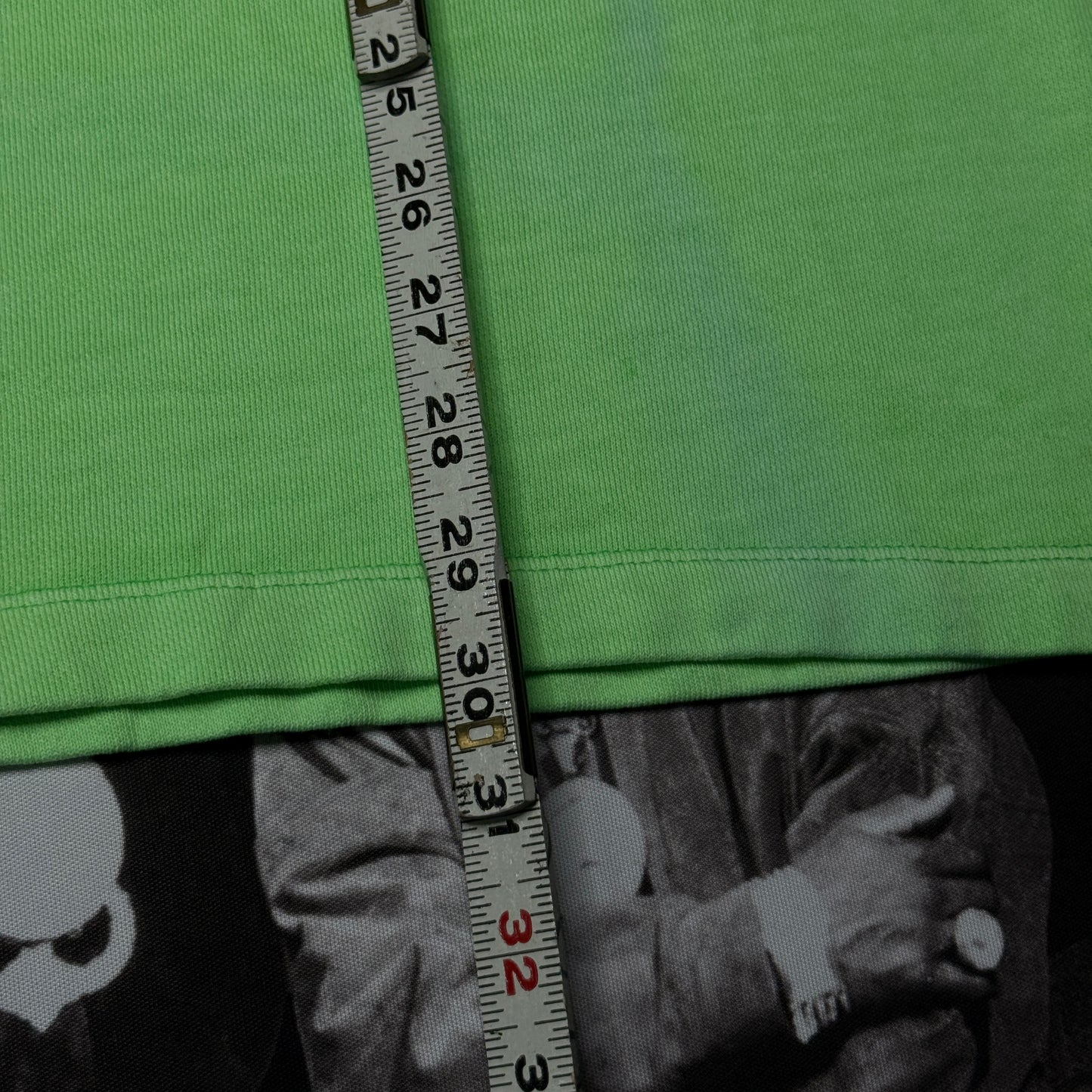 NWT Zara Freyed Sleeves Heavyweight Tee sz L Safety Green