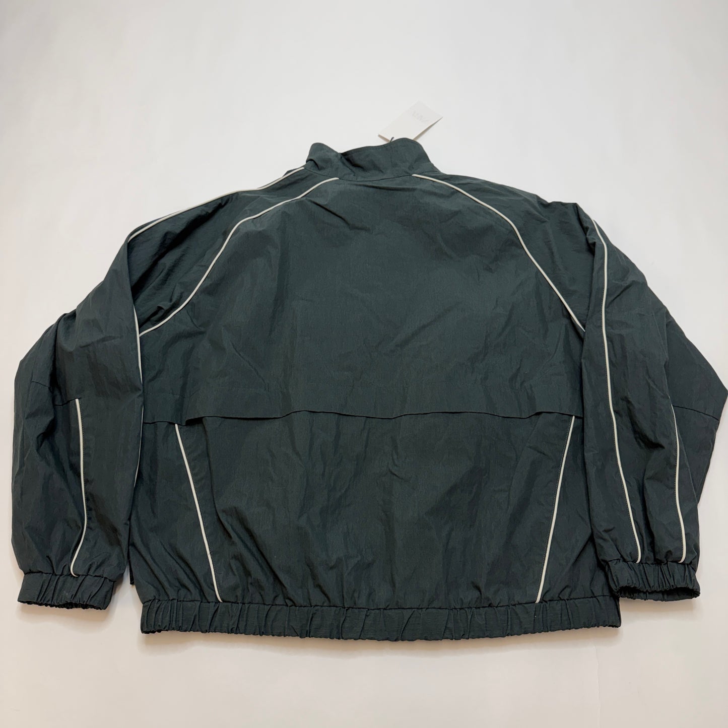 Zara Men's Track Jacket XL Dark Green Nylon Piping Full Zip Windbreaker NWT