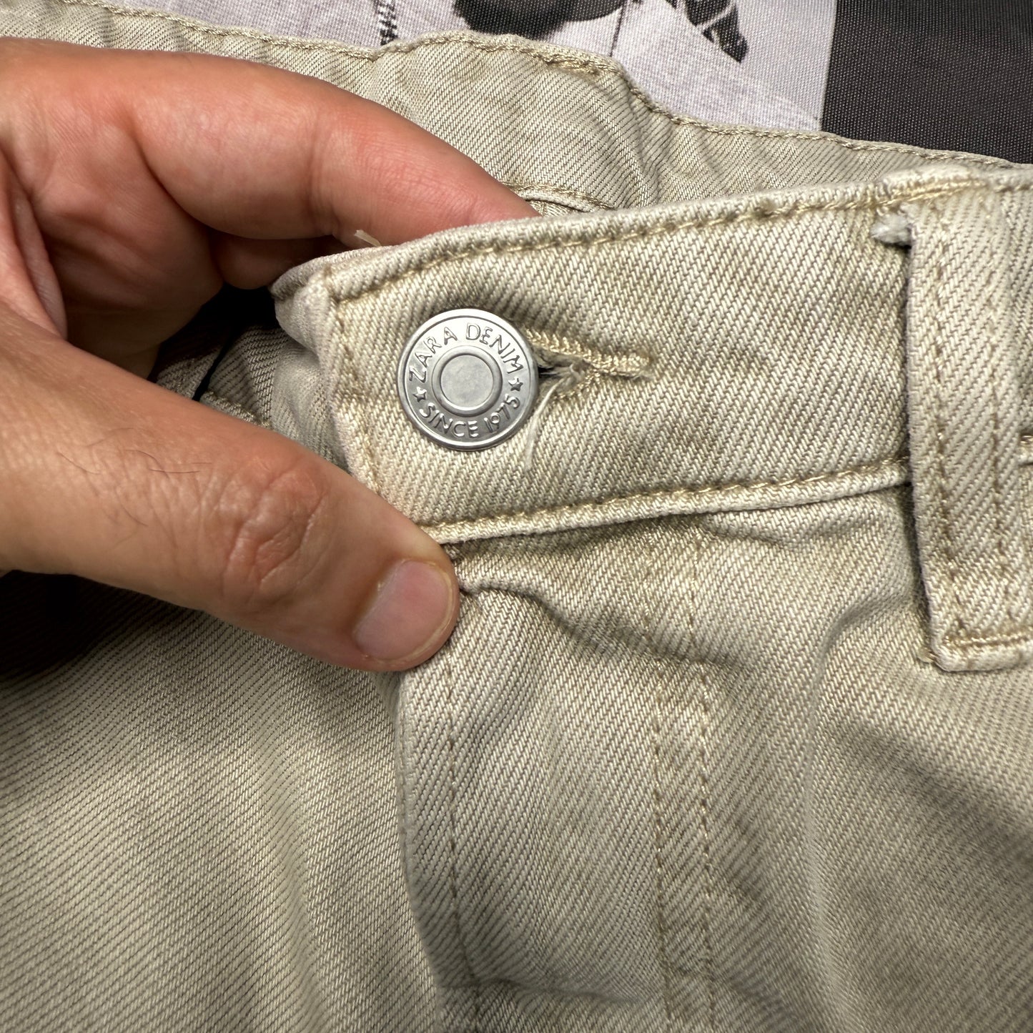 Zara Twill Cargo Bermuda Shorts Beige Size 36