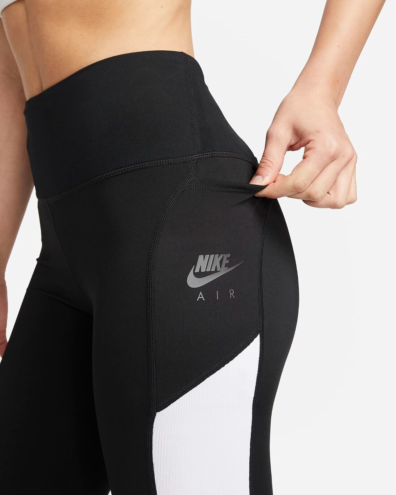 NEW Women's Nike Air Fast Tight Fit 7/8 Running Leggings DM7487-010 Small