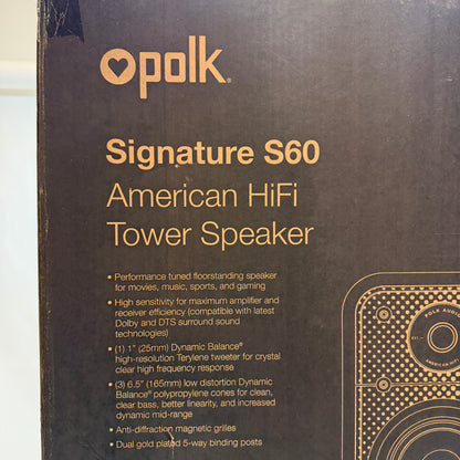 Polk Audio Signature S60 Tower Speaker Pair Set Of Two NIB