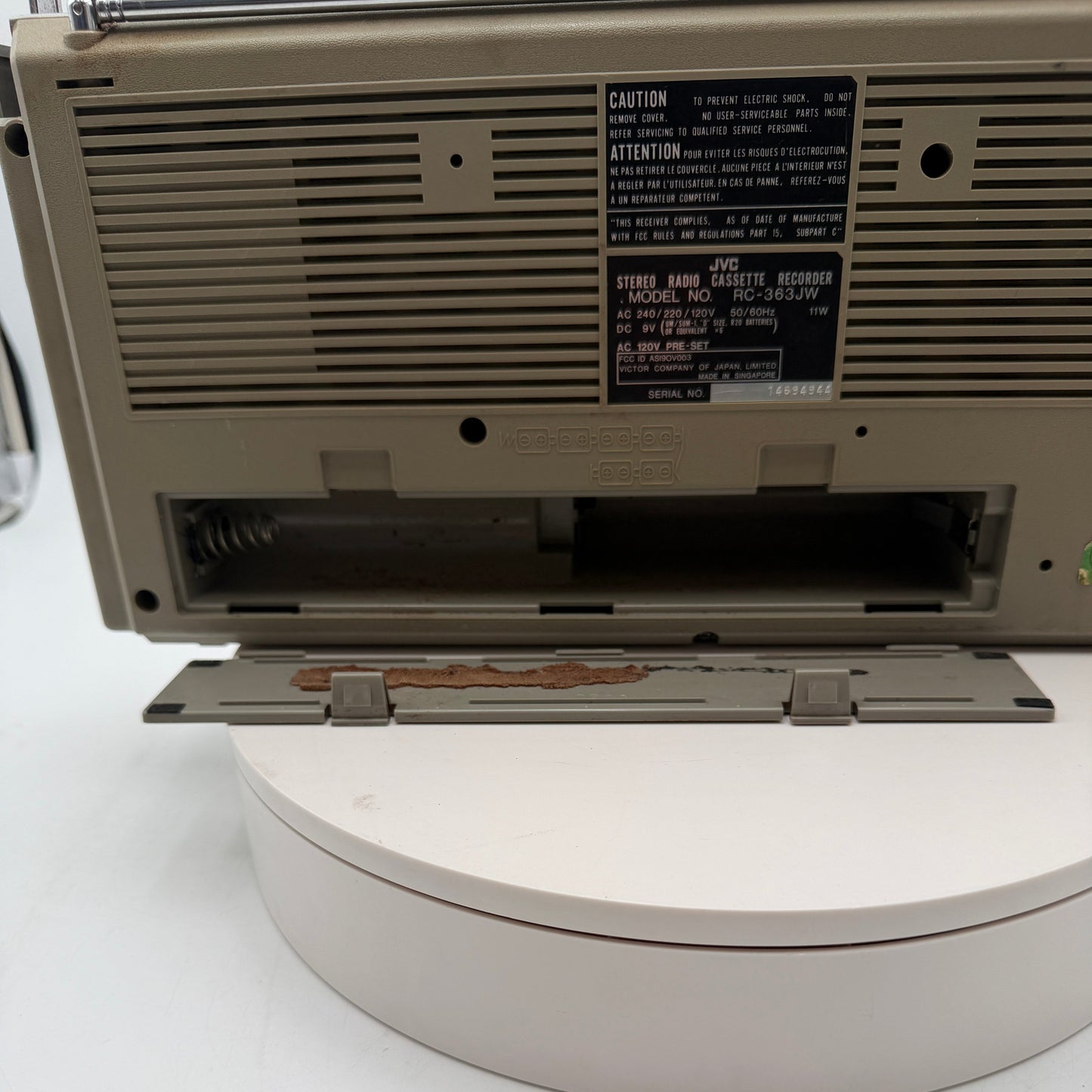 JVC Stereo Radio Cassette Recorder RC-363JW UNTESTED