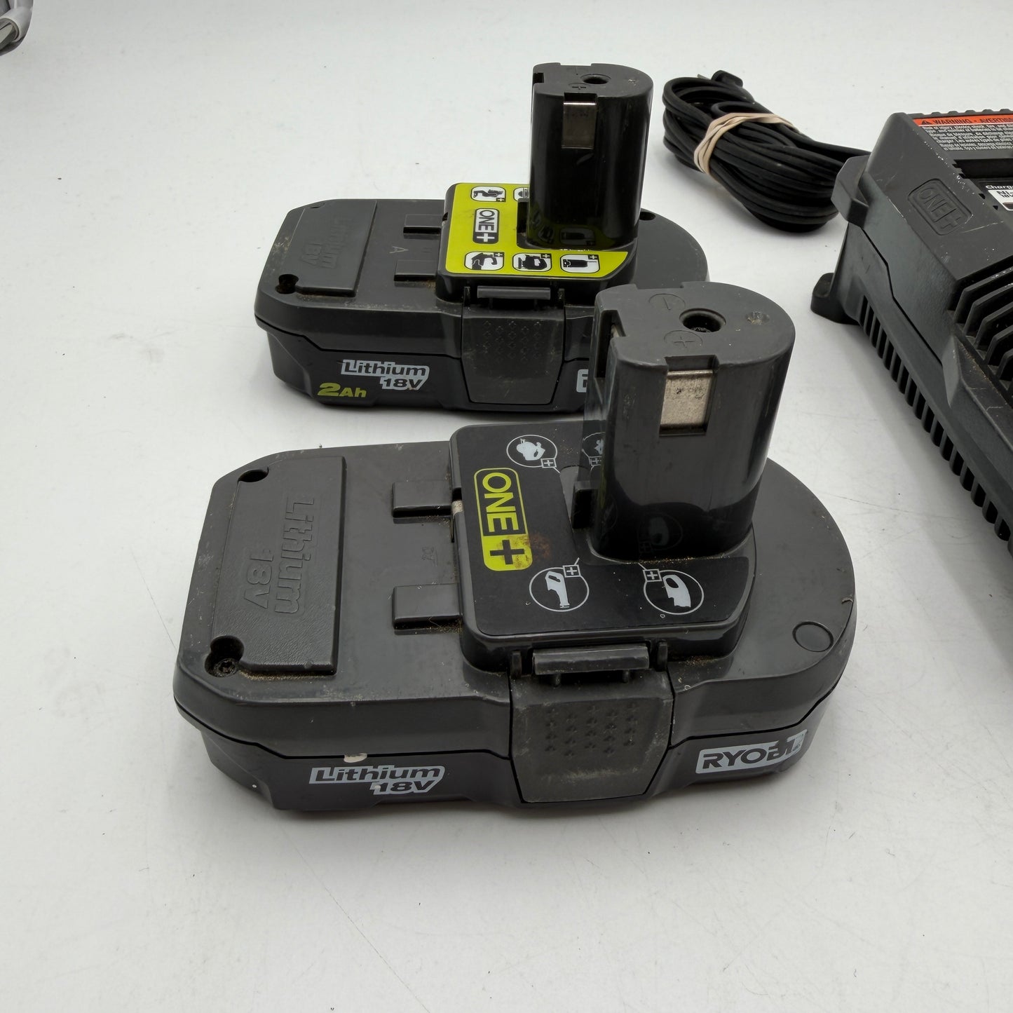 Ryobi ONE+ Battery Charger and 2 Battery Lot - Green
