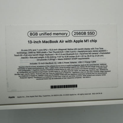 Apple MacBook Air 13" A2337 M1 2020 8GB RAM 256GB Silver With Box
