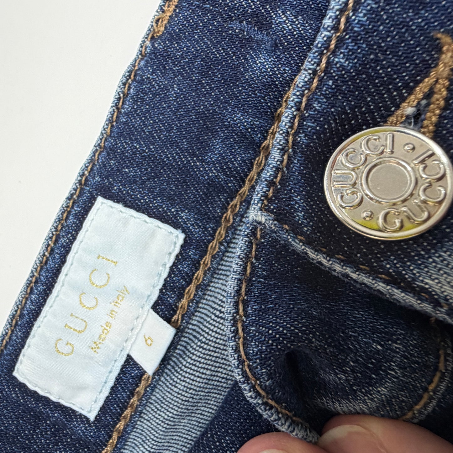 Gucci Kids Girls Dark Wash Blue Denim Skinny Jeans, Size 6