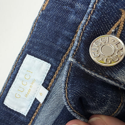Gucci Kids Girls Dark Wash Blue Denim Skinny Jeans, Size 6