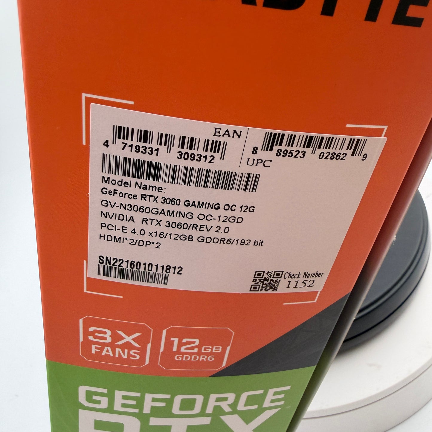 Gigabyte GeForce RTX 3060 12GB GDDR6 Graphics Card Black w/ Box