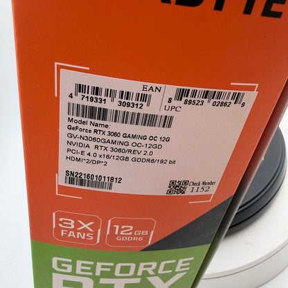 Gigabyte GeForce RTX 3060 12GB GDDR6 Graphics Card Black w/ Box