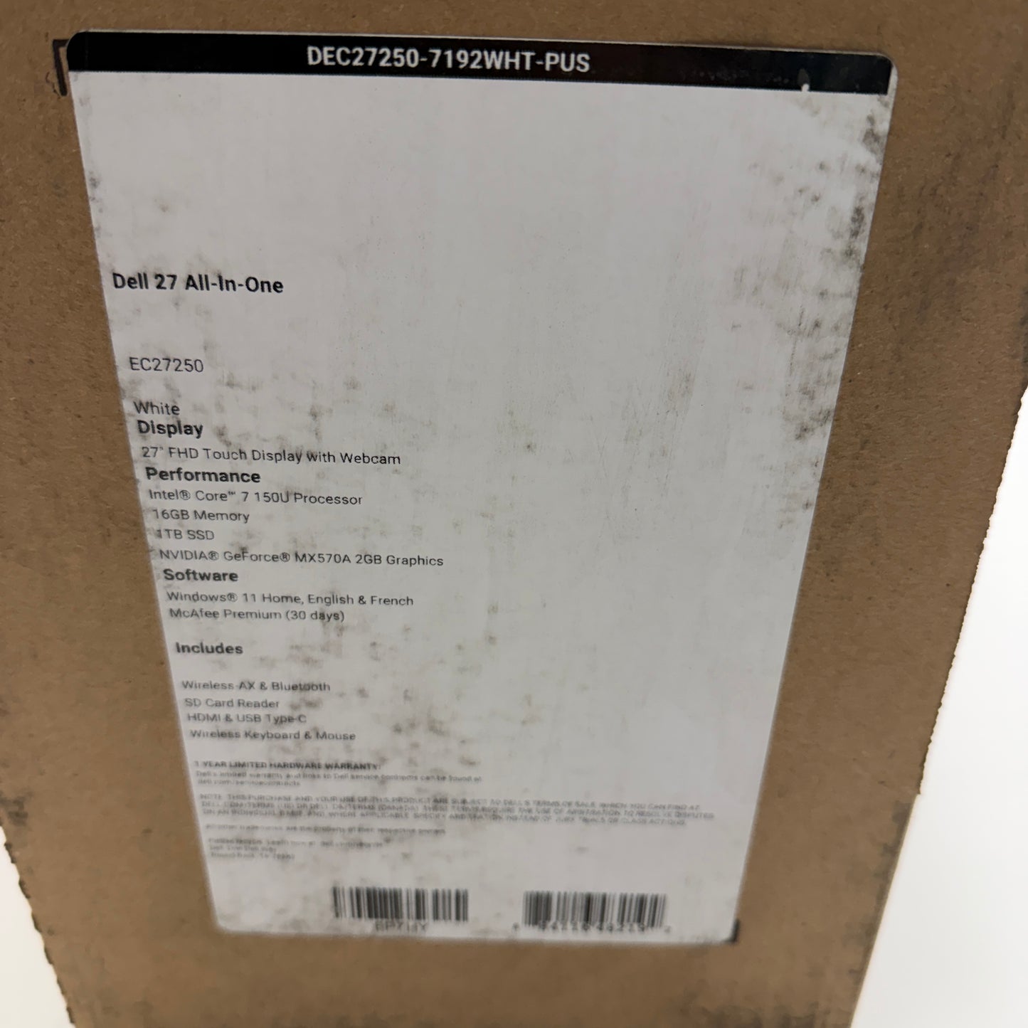 Dell 27 Inch All In One EC27250 Desktop Computer 16GB 1TB Core 7-150U
